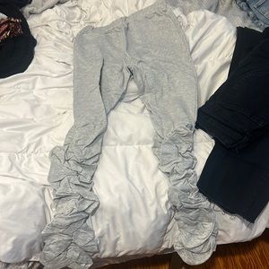 Shein size petite XXS Ruffle Leg Grey Cotton Pants